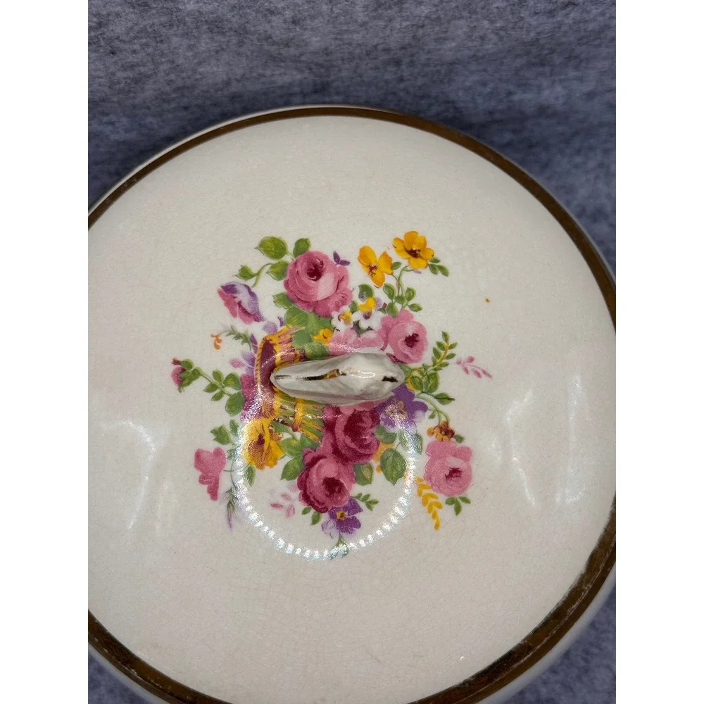 Royal China Sebring Ohio 22K Royal Etch Gold Floral Lidded Sugar Bowl Vintage